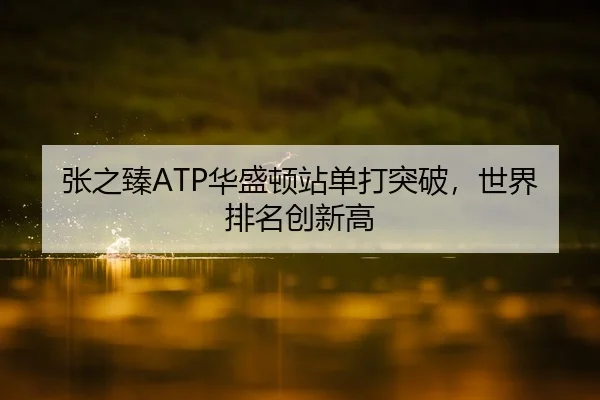 张之臻ATP华盛顿站单打突破，世界排名创新高